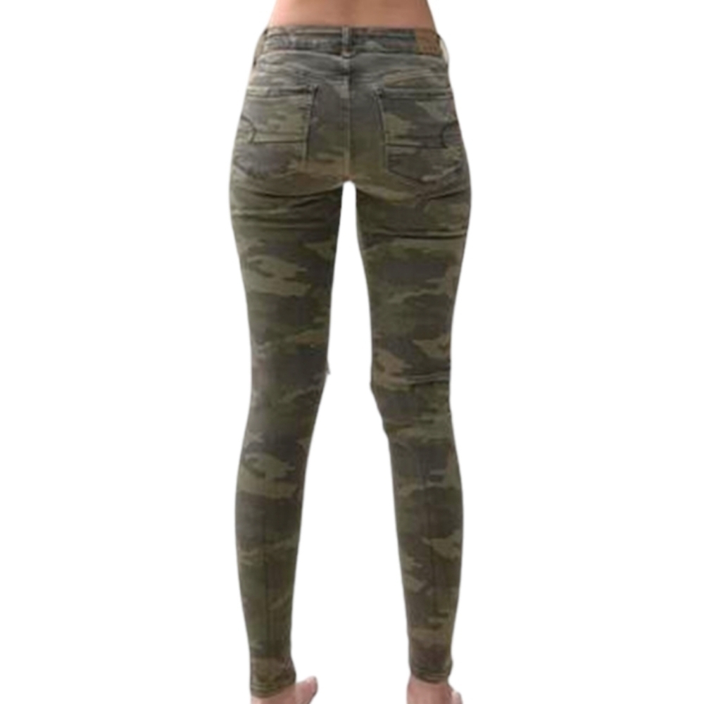 American‎ Eagle Camo Super Stretch Distressed Jegging Jeans Size 2